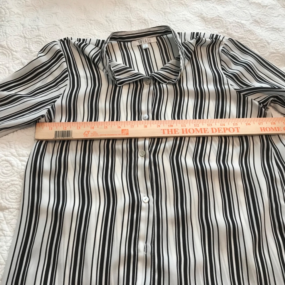 Spense Button Down Long-Sleeved Blouse, Black And… - image 7